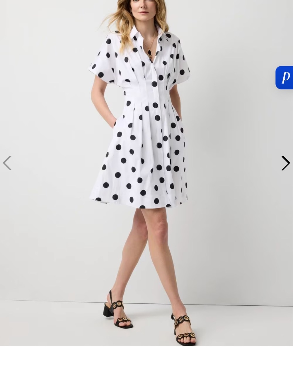 White House Black Market White Dress with Black Polka Dots